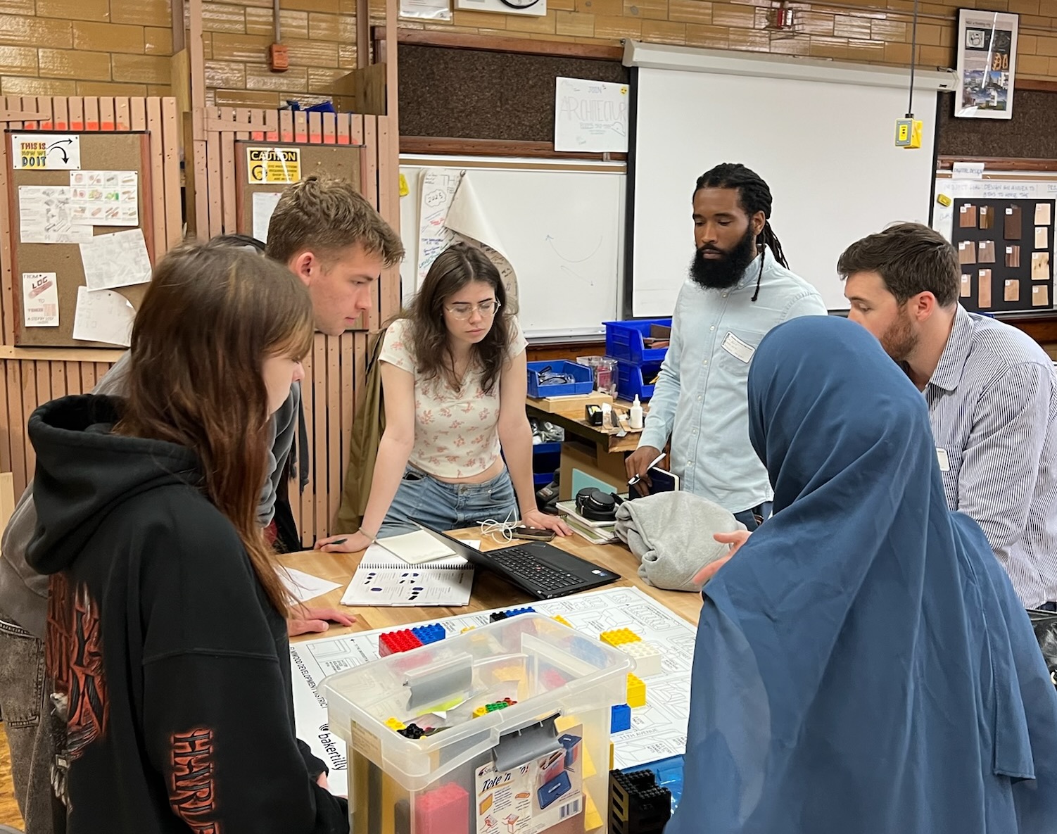 Students presenting models